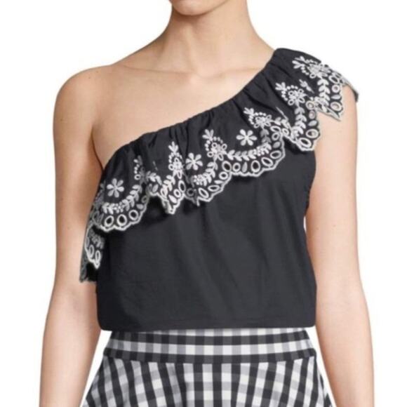Kate Spade Tops - Kate Spade One Shoulder Floral Embroidery Top, Size L